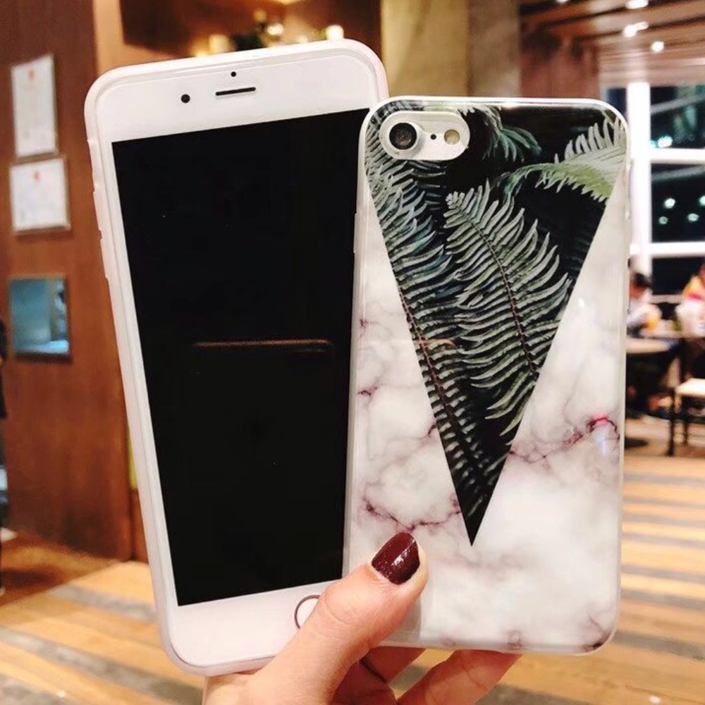 NEW iPhone 7+/8+/7/8/6+/6s+ Marble Palm Soft Case - Picture 2 of 2